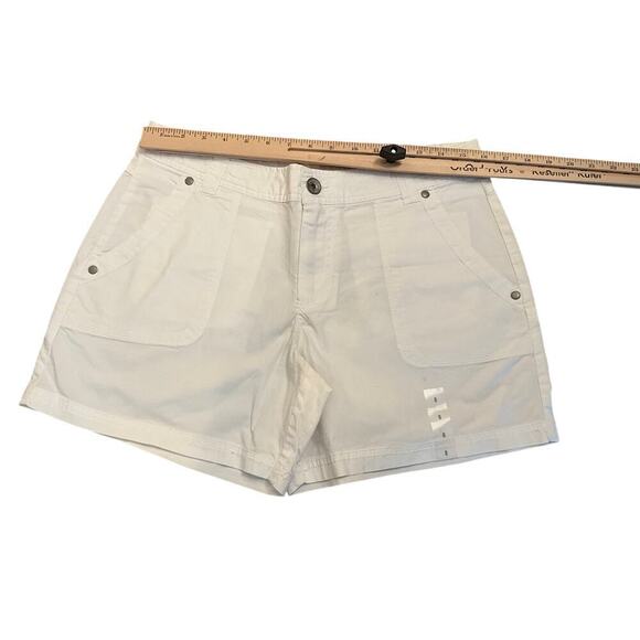 DKNY Mid Rise Linen Chino Shorts Pouch Pockets Stretch White Womens Size 8 NEW - Picture 4 of 6